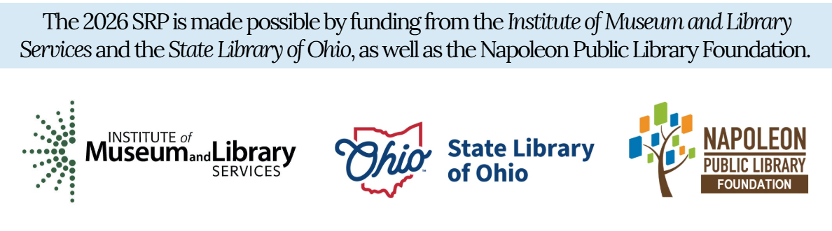 Logos: Institute of Museum and Library Services; State Library of Ohio; Napoleon Public Library Foundation
