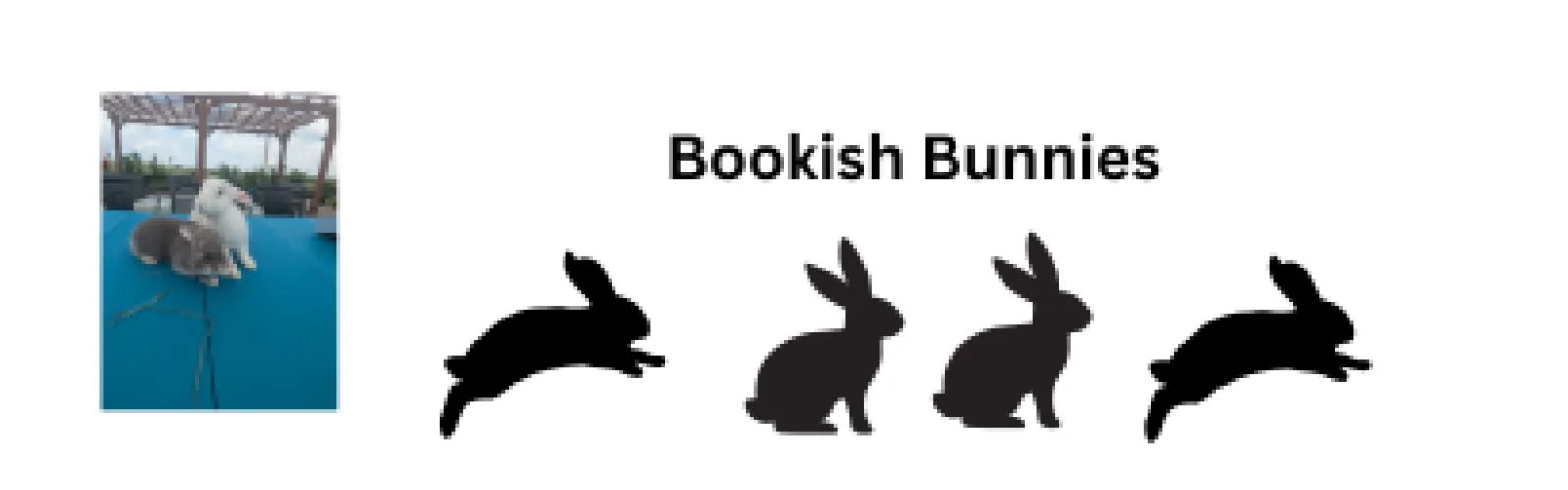 Grey and white rabbits and the title of Bookish Bunnies